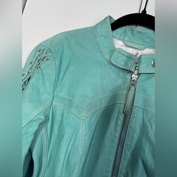 Vintage Scully Women's Teal Leather Jacket - Picture 10 of 12